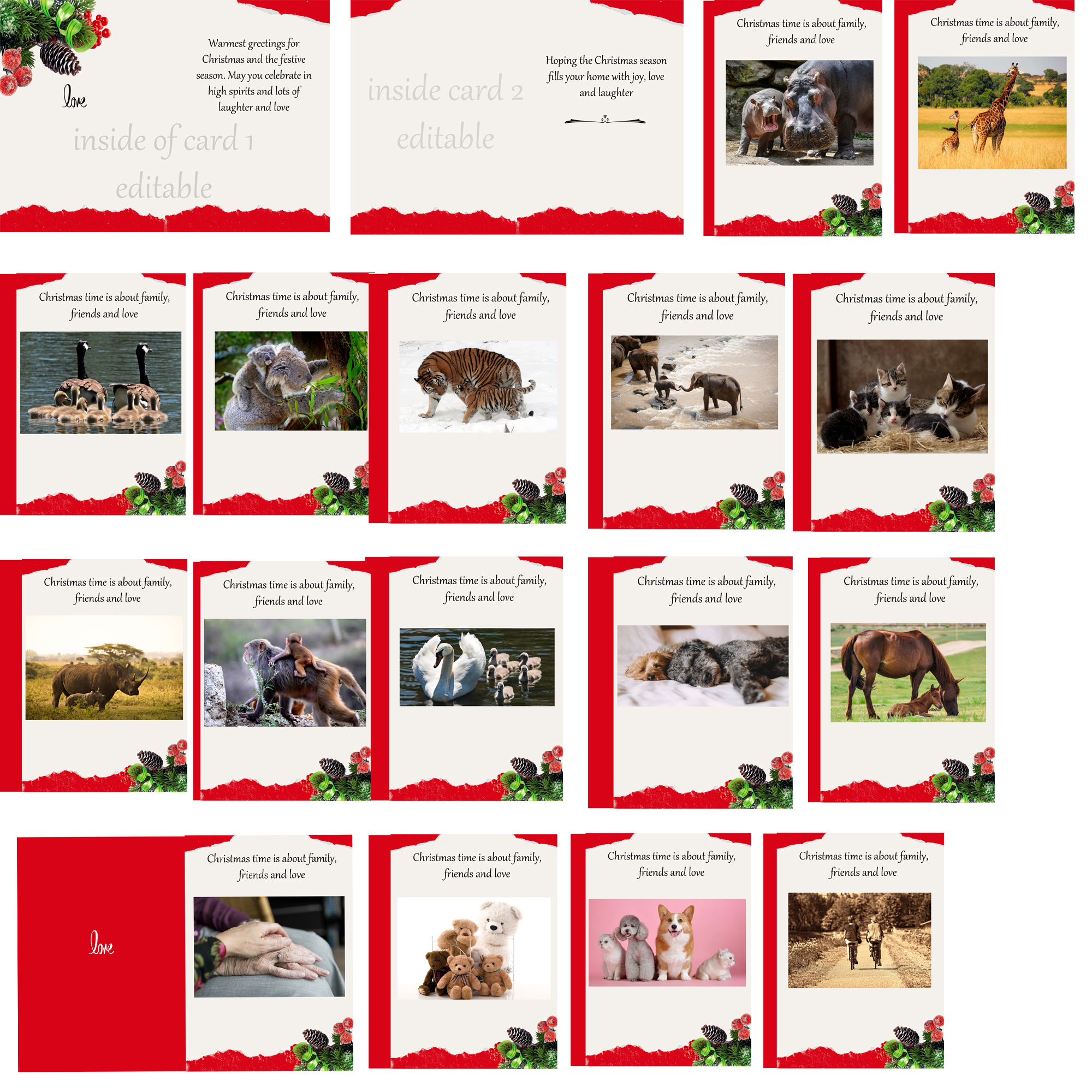 All 16 Christmas card designs preview